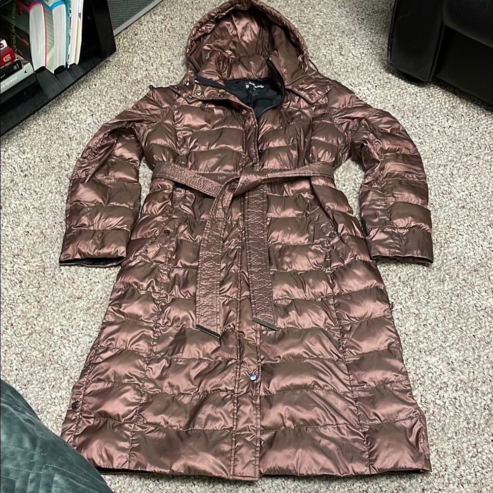 Bernardo primaloft Women's Brown Quilted ankle length belted Coat
